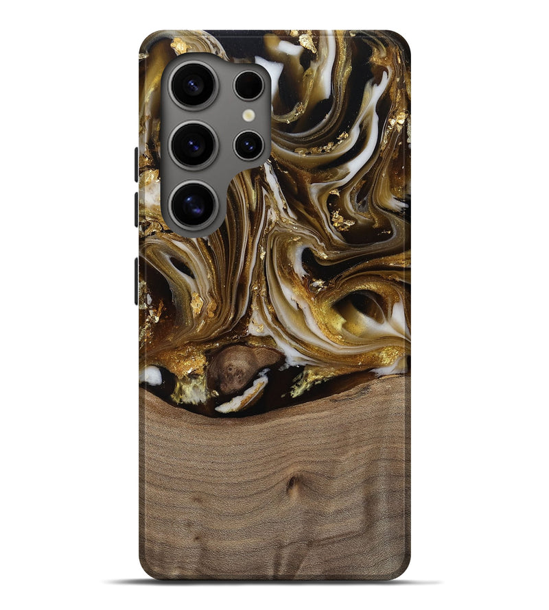 Galaxy S25 Ultra Wood Live Edge Phone Case - Mayme (Black & White, 812215)