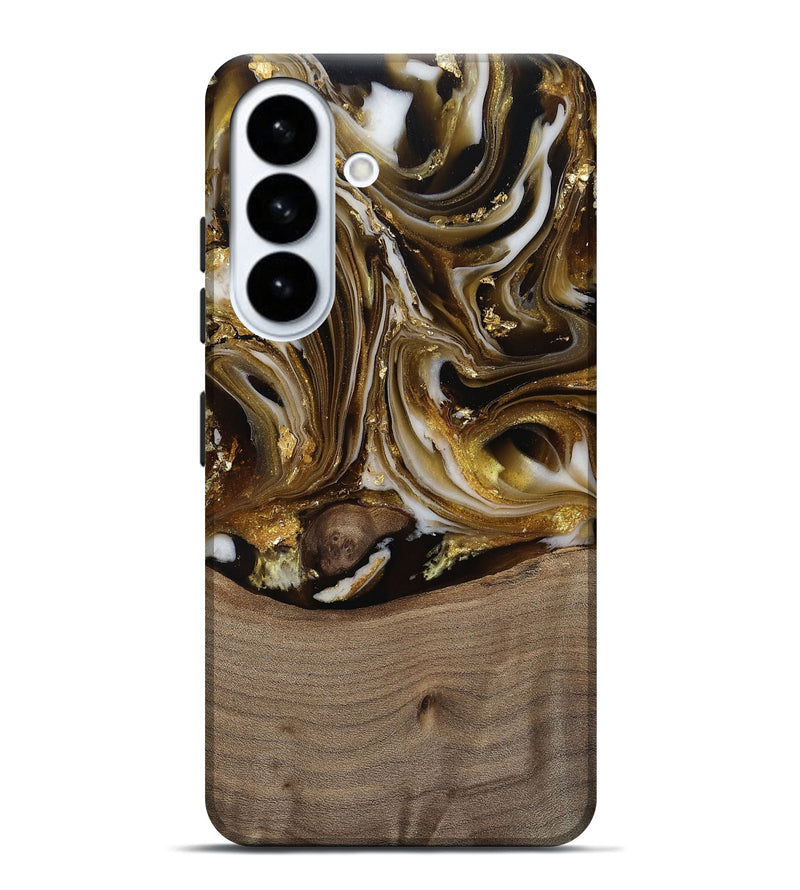 Galaxy S26 Plus Wood Live Edge Phone Case - Mayme (Black & White, 812215)