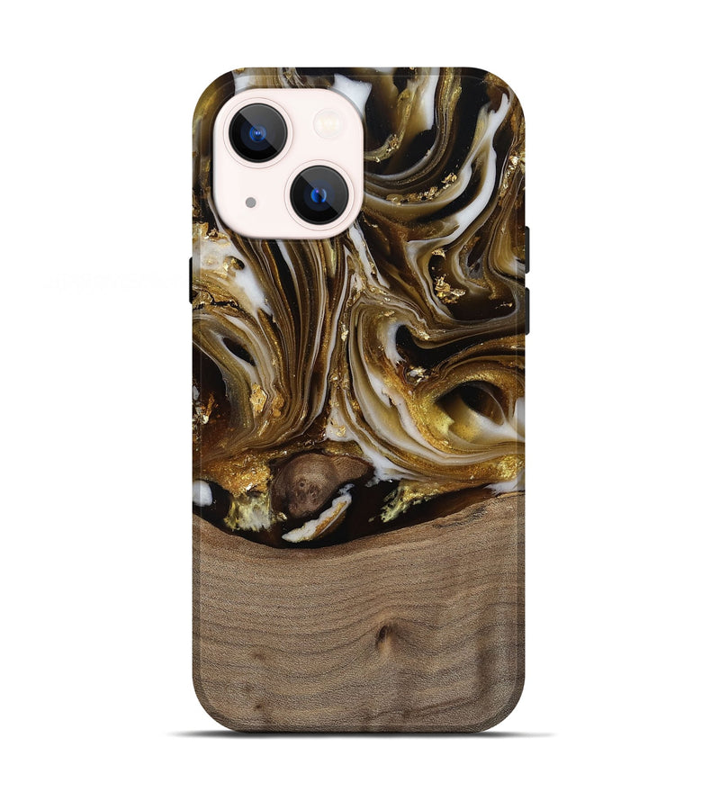 iPhone 13 Wood Live Edge Phone Case - Mayme (Black & White, 812215)