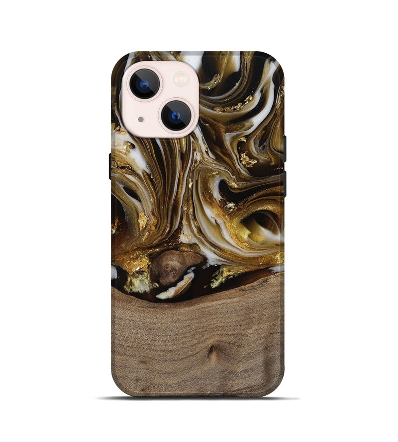 iPhone 13 mini Wood Live Edge Phone Case - Mayme (Black & White, 812215)