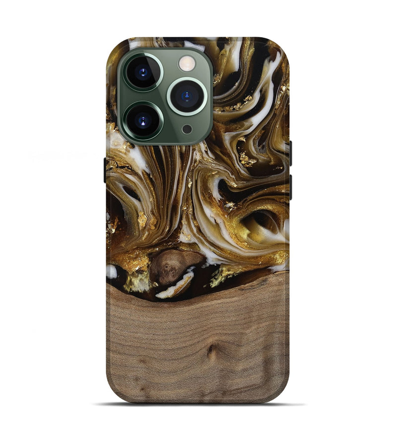 iPhone 13 Pro Wood Live Edge Phone Case - Mayme (Black & White, 812215)