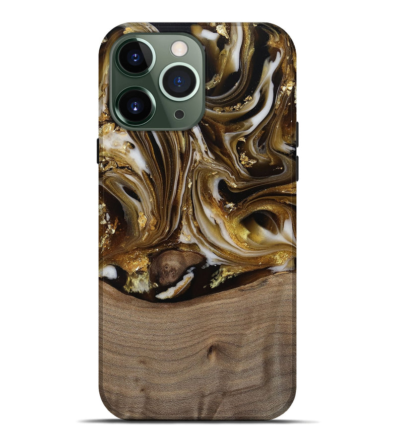 iPhone 13 Pro Max Wood Live Edge Phone Case - Mayme (Black & White, 812215)