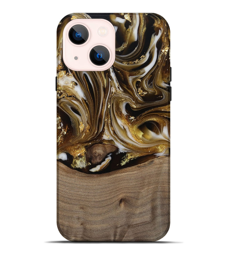 iPhone 14 Plus Wood Live Edge Phone Case - Mayme (Black & White, 812215)