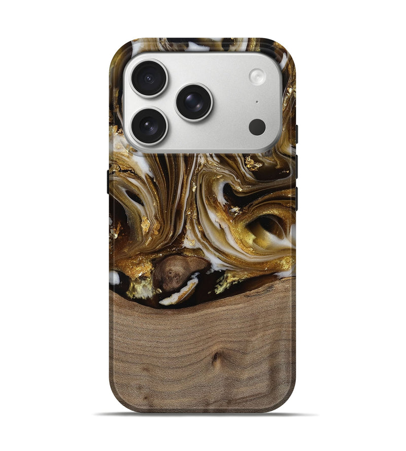 iPhone 17 Pro Wood Live Edge Phone Case - Mayme (Black & White, 812215)