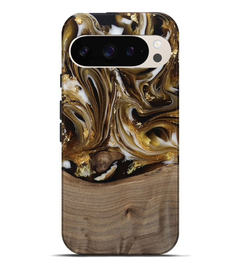 Pixel 10 Pro XL Wood Live Edge Phone Case - Mayme (Black & White, 812215)