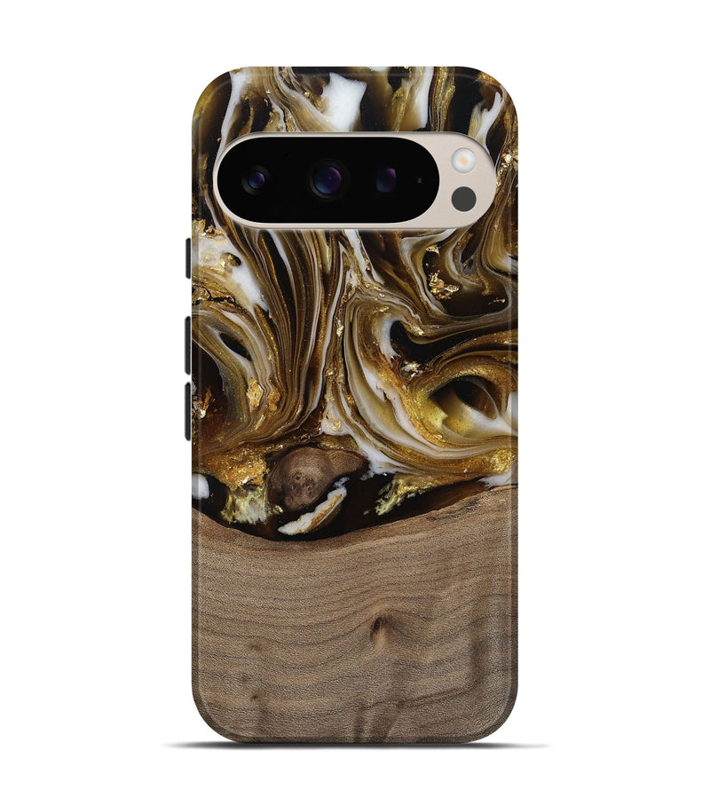 Pixel 9 Wood Live Edge Phone Case - Mayme (Black & White, 812215)