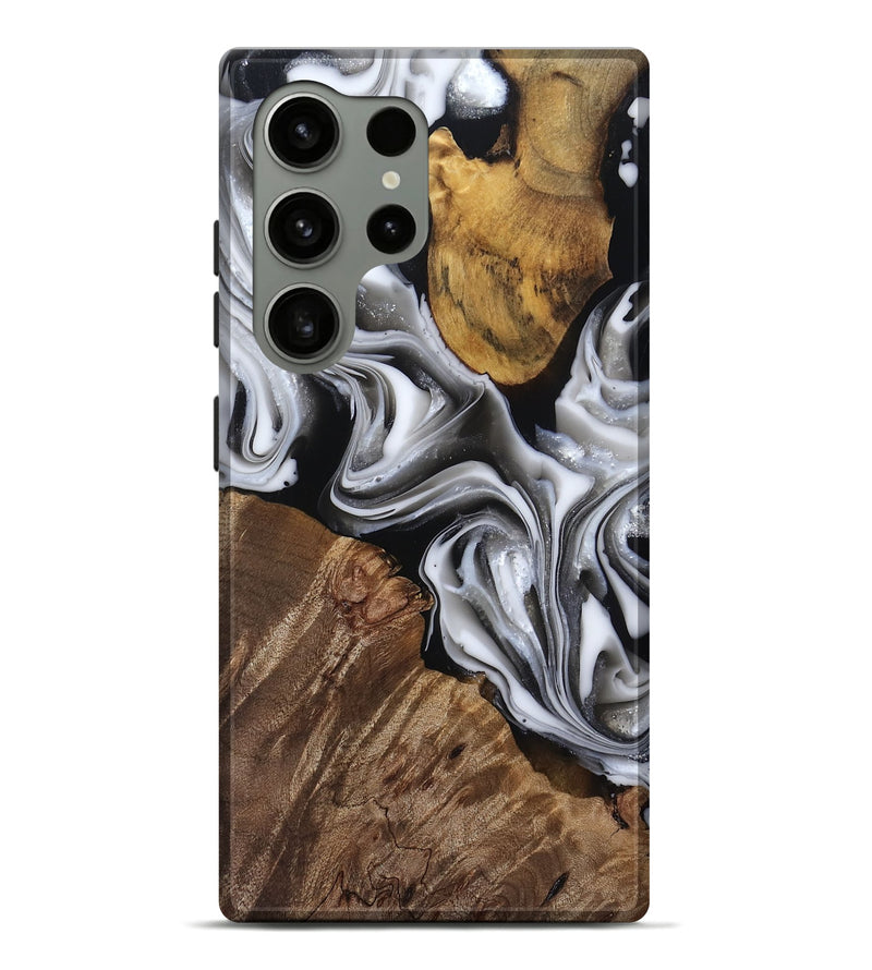 Galaxy S24 Ultra Wood Live Edge Phone Case - Seamus (Black & White, 812217)