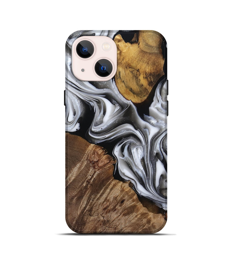 iPhone 13 mini Wood Live Edge Phone Case - Seamus (Black & White, 812217)