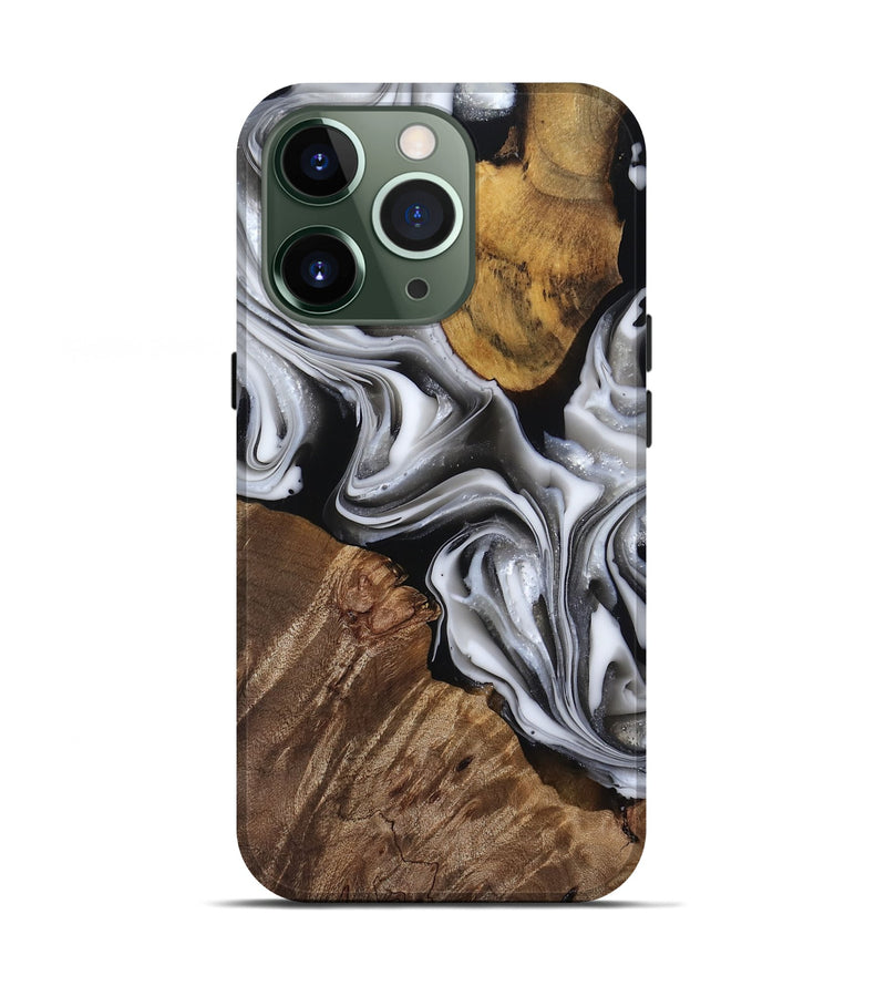 iPhone 13 Pro Wood Live Edge Phone Case - Seamus (Black & White, 812217)