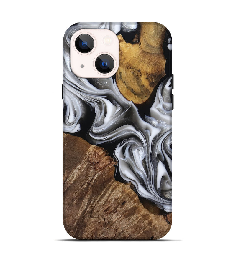 iPhone 14 Wood Live Edge Phone Case - Seamus (Black & White, 812217)