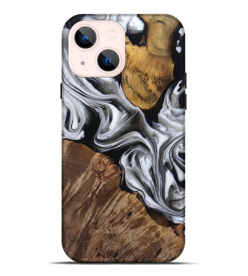 iPhone 14 Plus Wood Live Edge Phone Case - Seamus (Black & White, 812217)