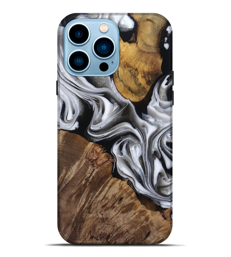 iPhone 14 Pro Max Wood Live Edge Phone Case - Seamus (Black & White, 812217)