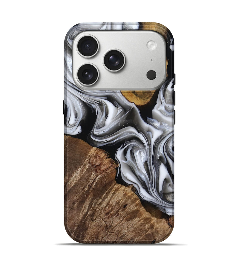 iPhone 17 Pro Wood Live Edge Phone Case - Seamus (Black & White, 812217)