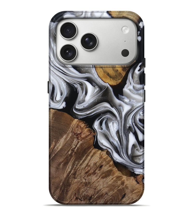 iPhone 17 Pro Max Wood Live Edge Phone Case - Seamus (Black & White, 812217)