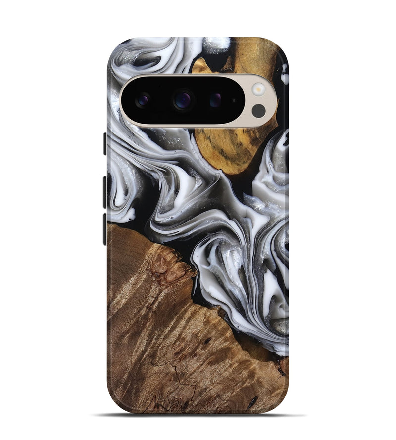 Pixel 9 Wood Live Edge Phone Case - Seamus (Black & White, 812217)