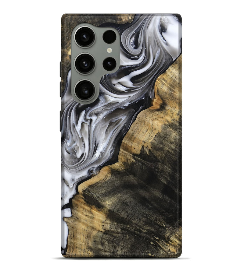 Galaxy S24 Ultra Wood Live Edge Phone Case - Maudie (Black & White, 812219)