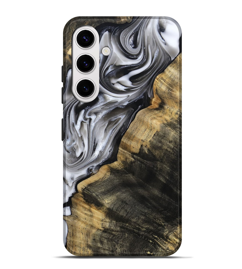 Galaxy S25 Plus Wood Live Edge Phone Case - Maudie (Black & White, 812219)