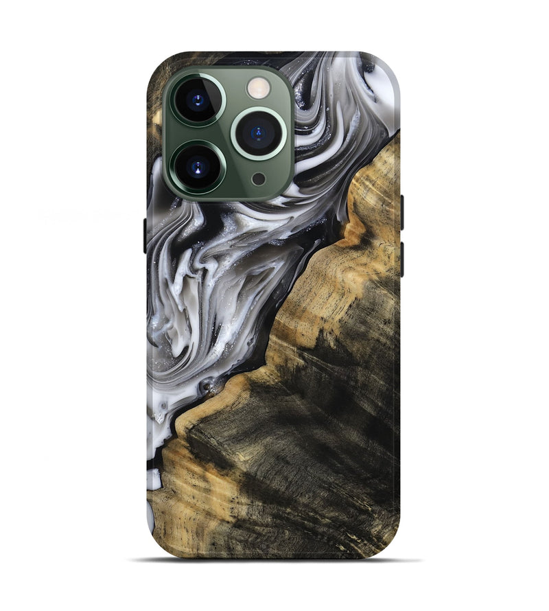 iPhone 13 Pro Wood Live Edge Phone Case - Maudie (Black & White, 812219)