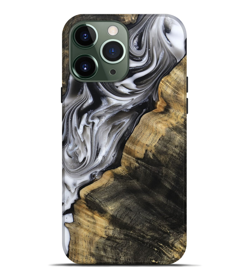 iPhone 13 Pro Max Wood Live Edge Phone Case - Maudie (Black & White, 812219)