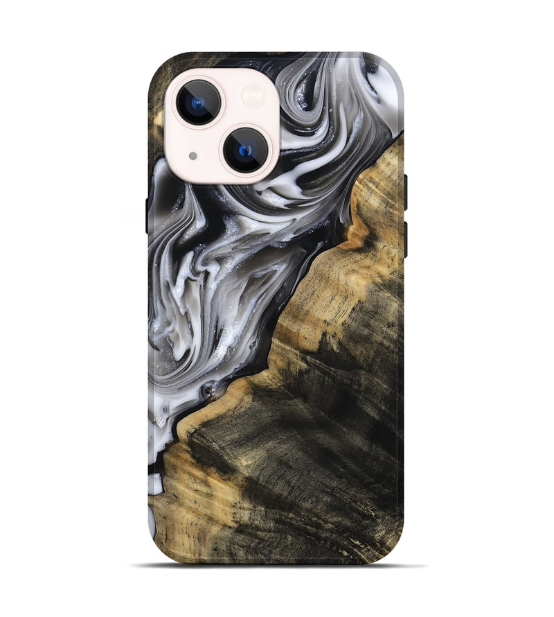 iPhone 14 Wood Live Edge Phone Case - Maudie (Black & White, 812219)