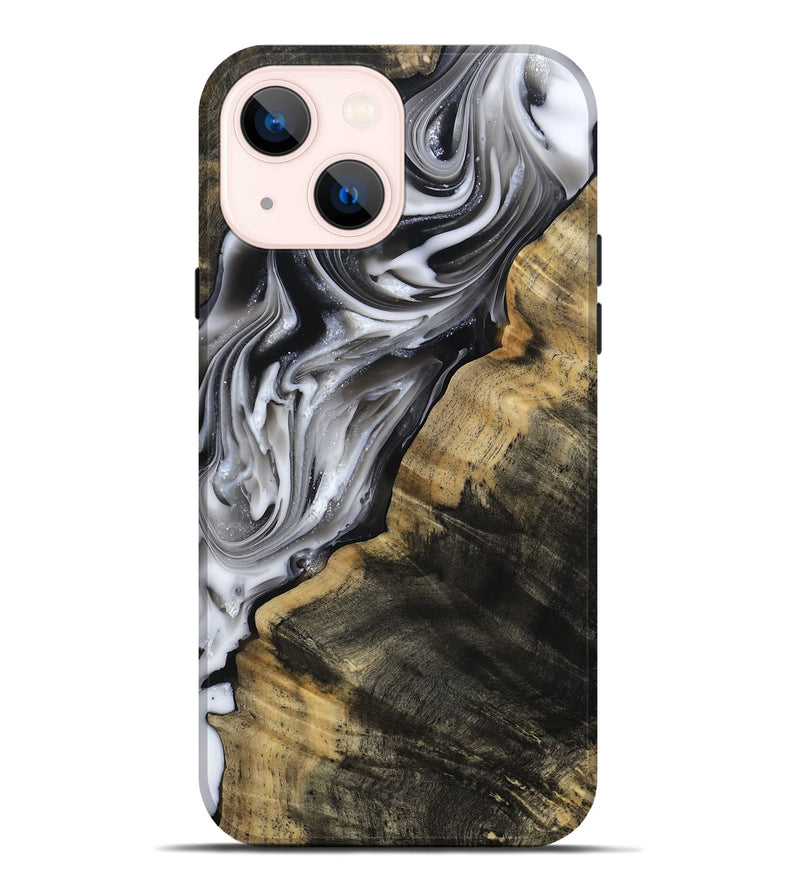 iPhone 14 Plus Wood Live Edge Phone Case - Maudie (Black & White, 812219)