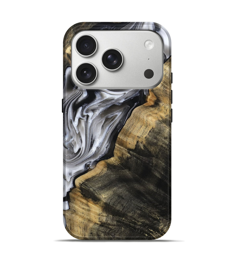iPhone 17 Pro Wood Live Edge Phone Case - Maudie (Black & White, 812219)