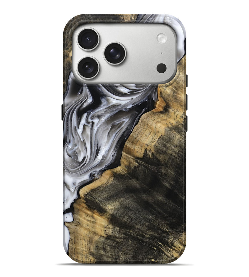 iPhone 17 Pro Max Wood Live Edge Phone Case - Maudie (Black & White, 812219)