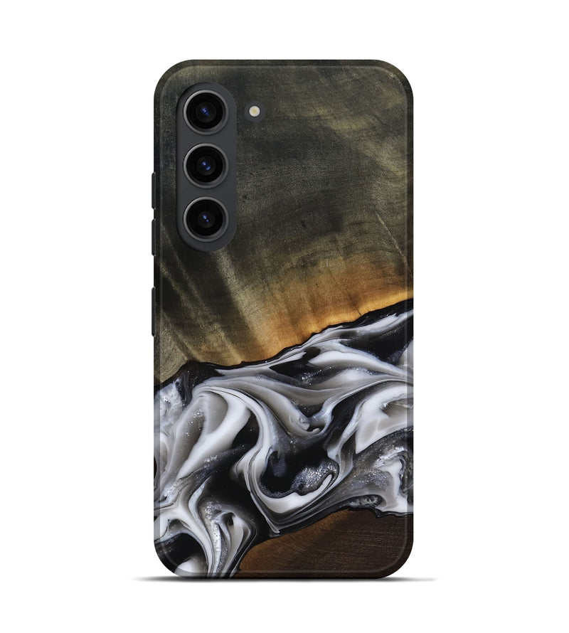 Galaxy S23 Wood Live Edge Phone Case - Kylah (Black & White, 812220)