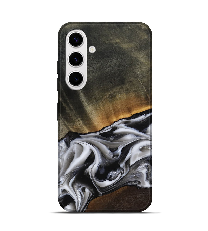 Galaxy S25 Wood Live Edge Phone Case - Kylah (Black & White, 812220)