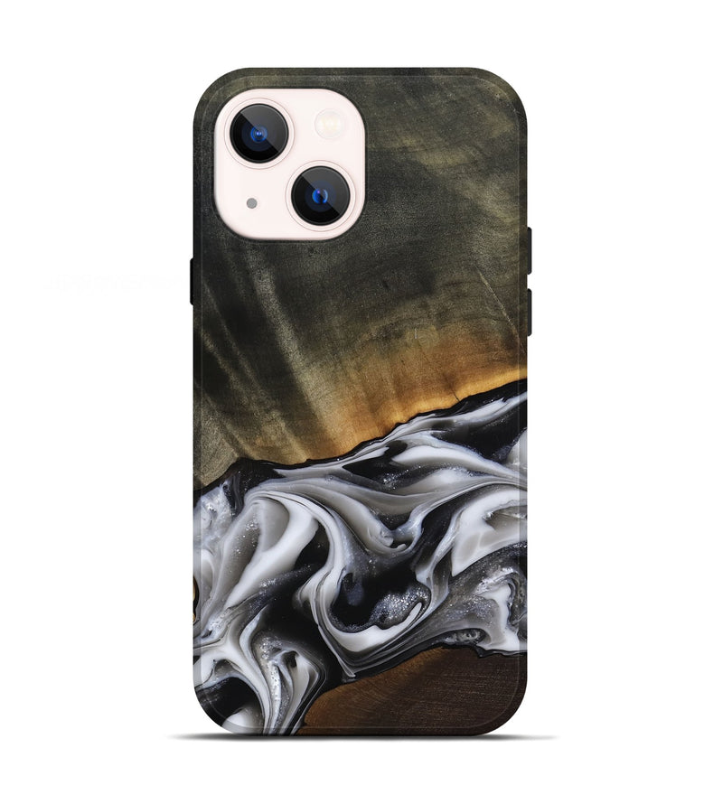 iPhone 13 Wood Live Edge Phone Case - Kylah (Black & White, 812220)