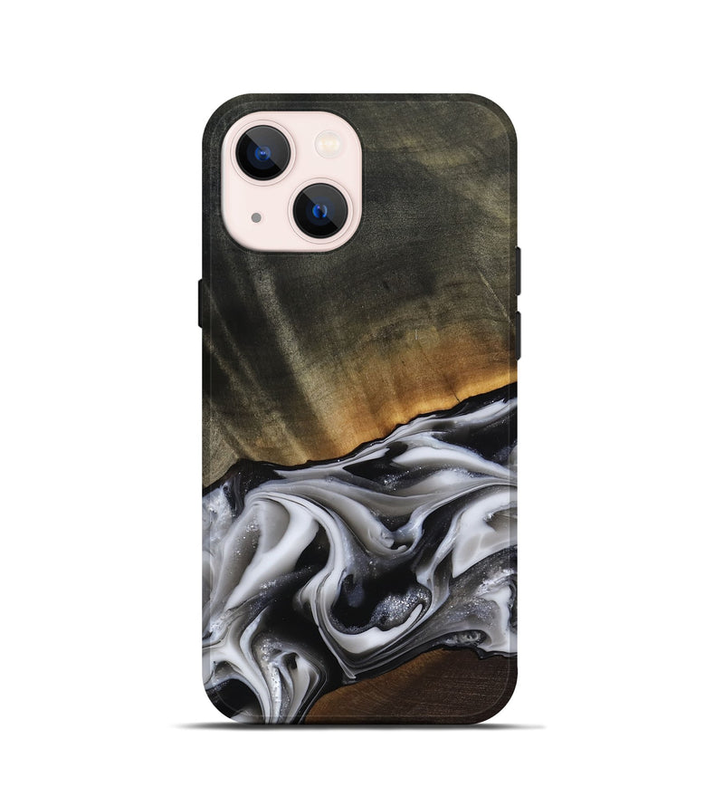 iPhone 13 mini Wood Live Edge Phone Case - Kylah (Black & White, 812220)