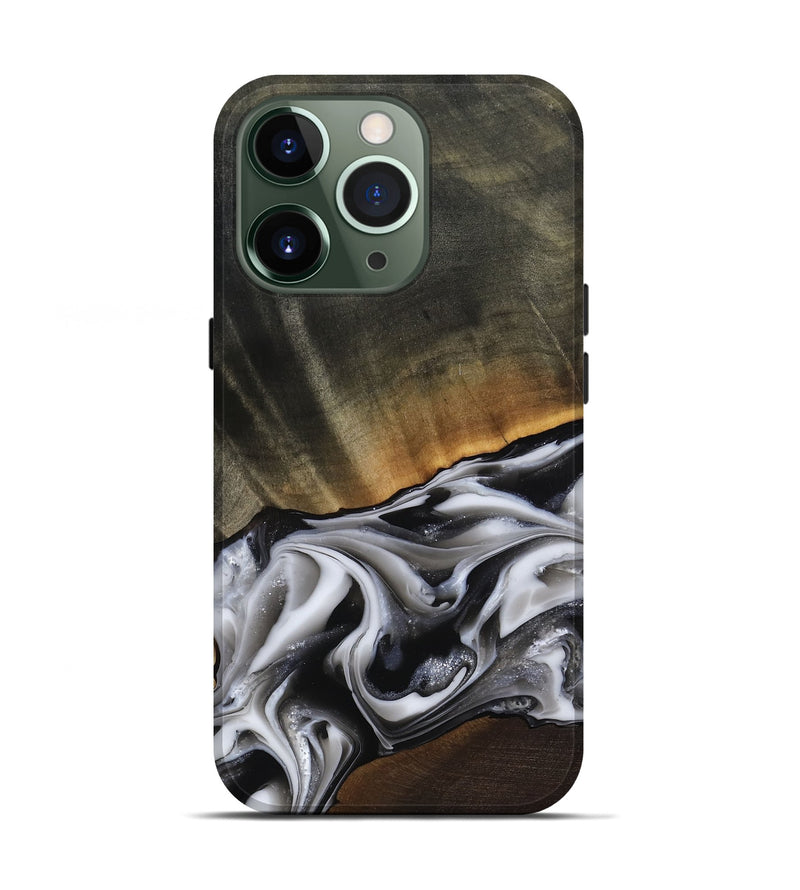 iPhone 13 Pro Wood Live Edge Phone Case - Kylah (Black & White, 812220)