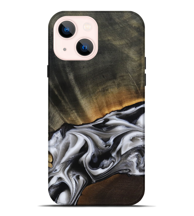 iPhone 14 Plus Wood Live Edge Phone Case - Kylah (Black & White, 812220)
