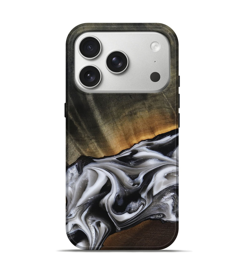 iPhone 17 Pro Wood Live Edge Phone Case - Kylah (Black & White, 812220)