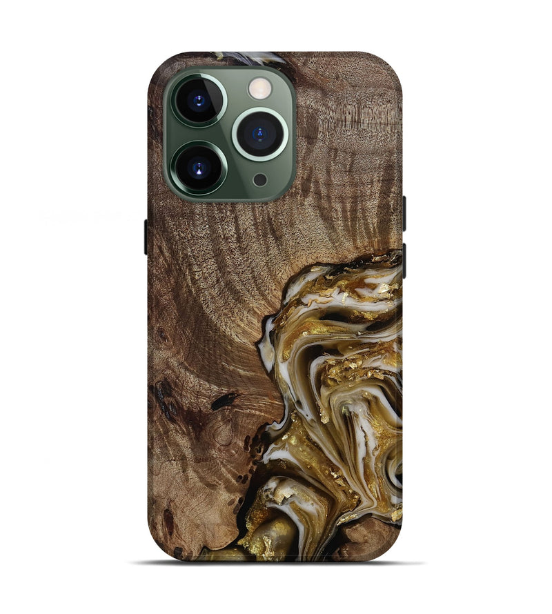 iPhone 13 Pro Wood Live Edge Phone Case - Ester (Black & White, 812221)