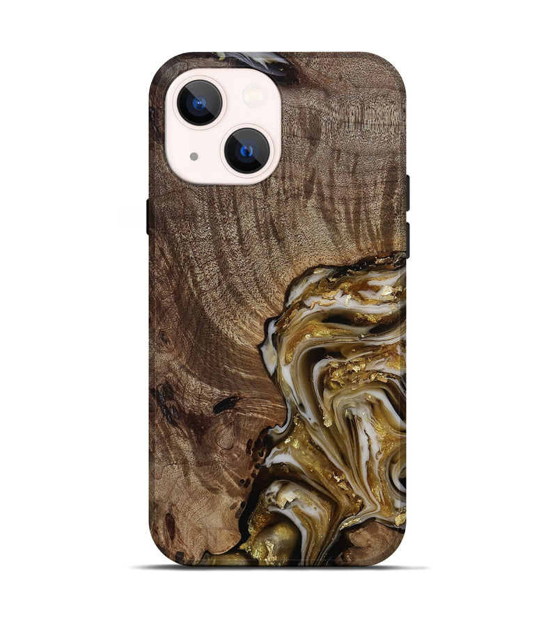 iPhone 14 Wood Live Edge Phone Case - Ester (Black & White, 812221)
