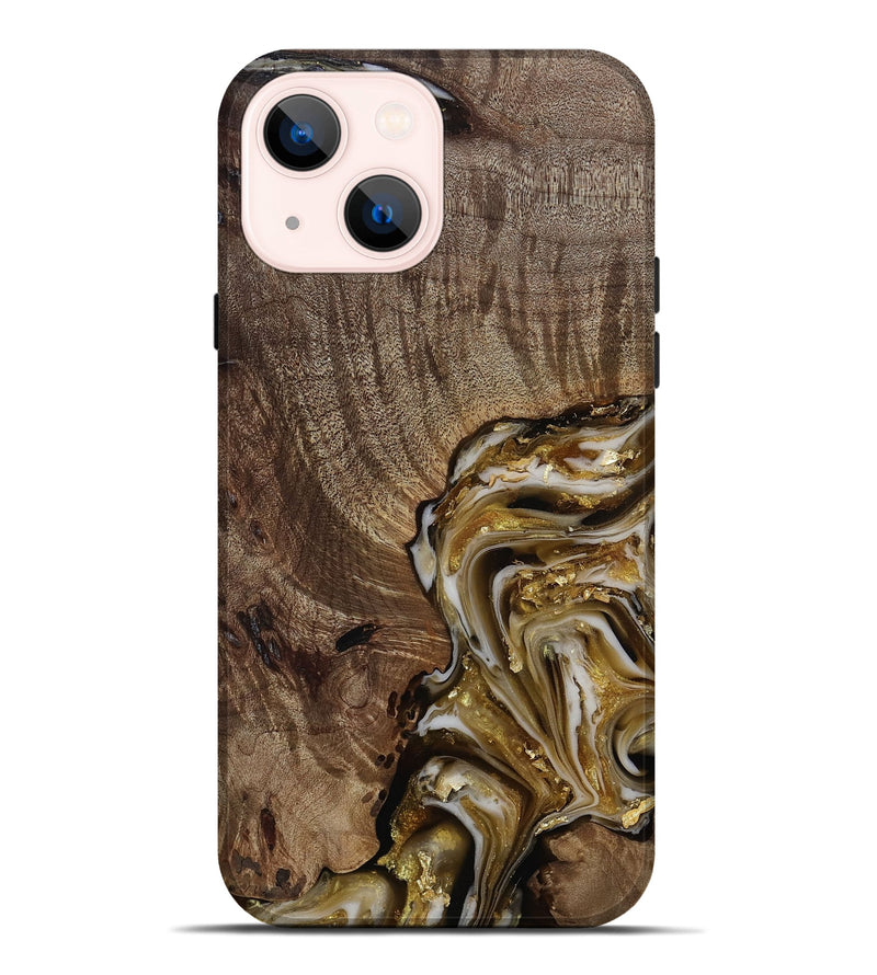 iPhone 14 Plus Wood Live Edge Phone Case - Ester (Black & White, 812221)