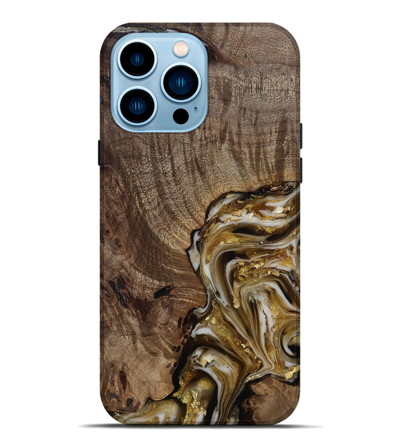 iPhone 14 Pro Max Wood Live Edge Phone Case - Ester (Black & White, 812221)