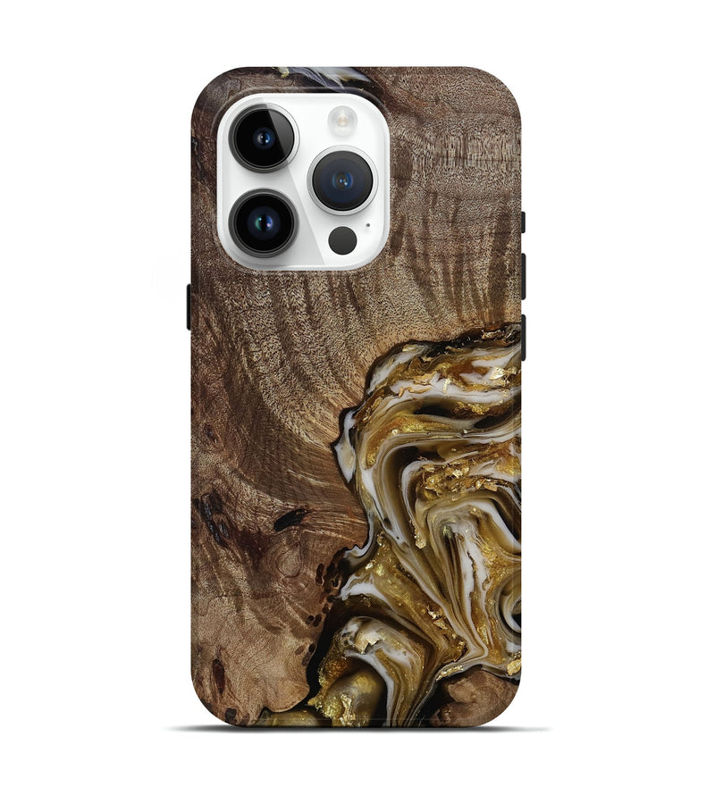 iPhone 15 Pro Wood Live Edge Phone Case - Ester (Black & White, 812221)