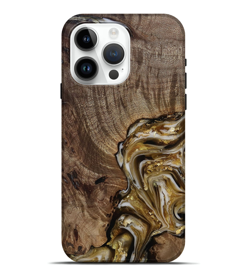 iPhone 15 Pro Max Wood Live Edge Phone Case - Ester (Black & White, 812221)
