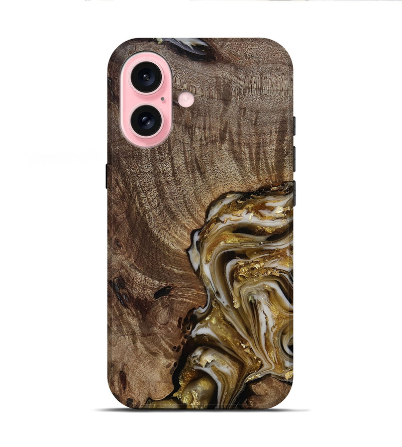 iPhone 16 Wood Live Edge Phone Case - Ester (Black & White, 812221)