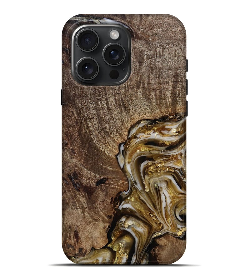 iPhone 16 Pro Max Wood Live Edge Phone Case - Ester (Black & White, 812221)