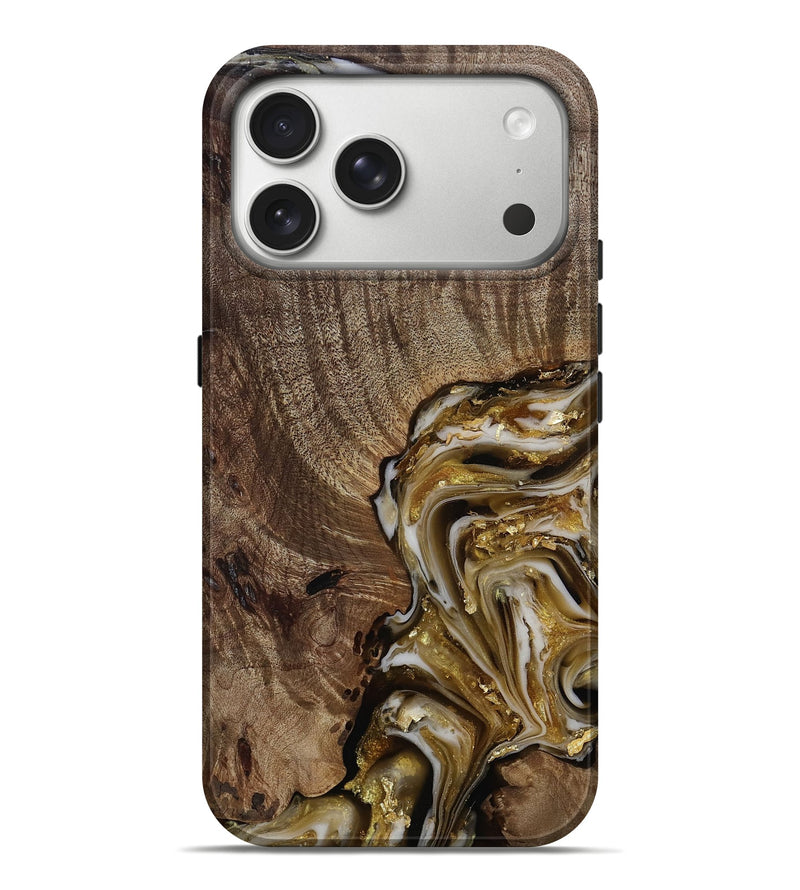 iPhone 17 Pro Max Wood Live Edge Phone Case - Ester (Black & White, 812221)