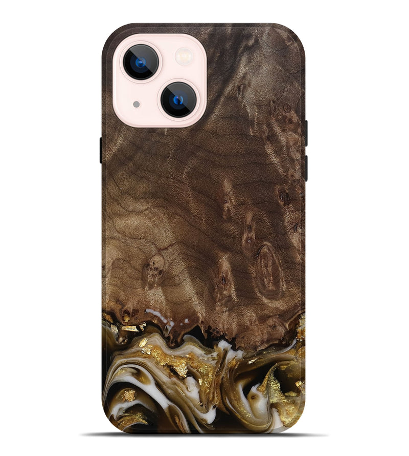 iPhone 14 Plus Wood Live Edge Phone Case - Claud (Black & White, 812222)