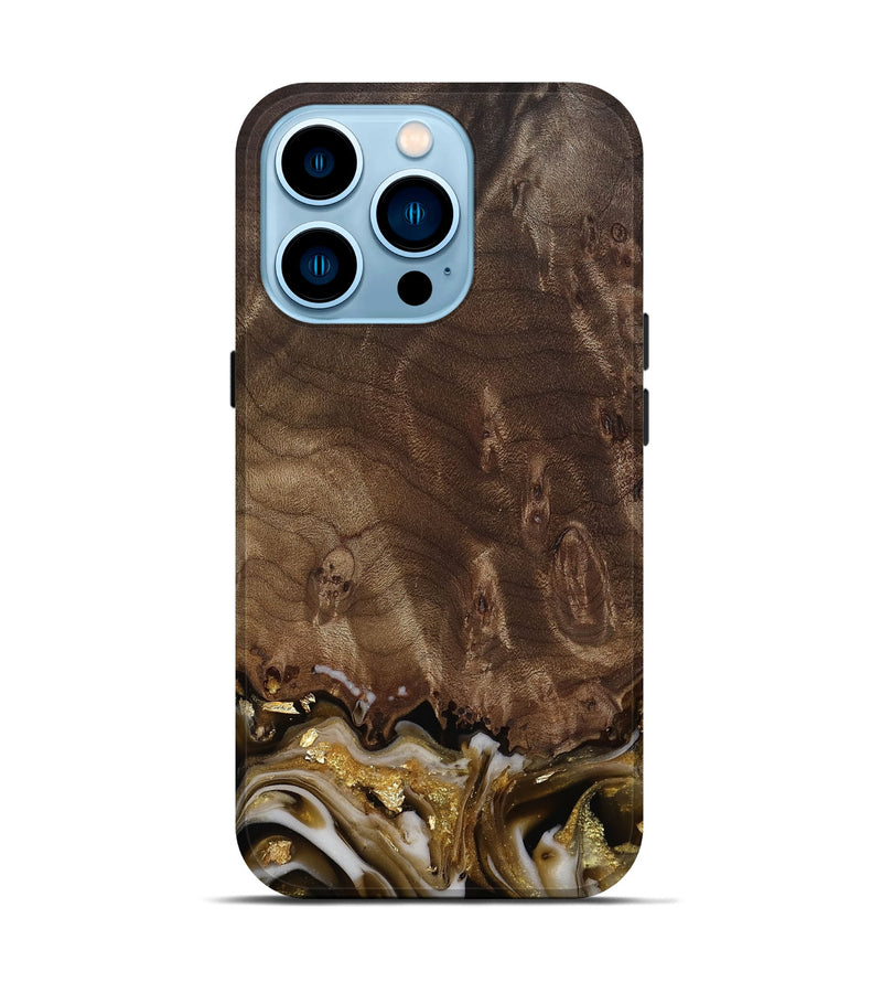 iPhone 14 Pro Wood Live Edge Phone Case - Claud (Black & White, 812222)