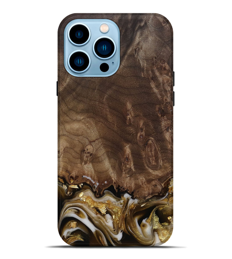 iPhone 14 Pro Max Wood Live Edge Phone Case - Claud (Black & White, 812222)