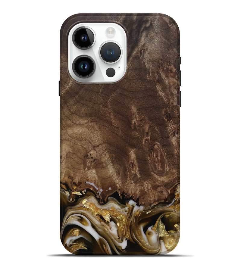iPhone 15 Pro Max Wood Live Edge Phone Case - Claud (Black & White, 812222)