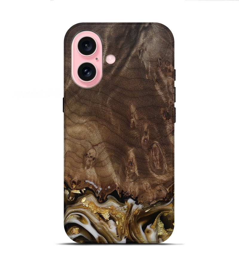 iPhone 16 Wood Live Edge Phone Case - Claud (Black & White, 812222)