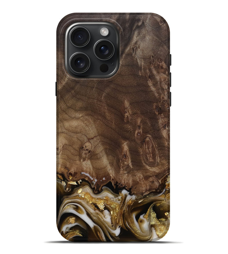 iPhone 16 Pro Max Wood Live Edge Phone Case - Claud (Black & White, 812222)