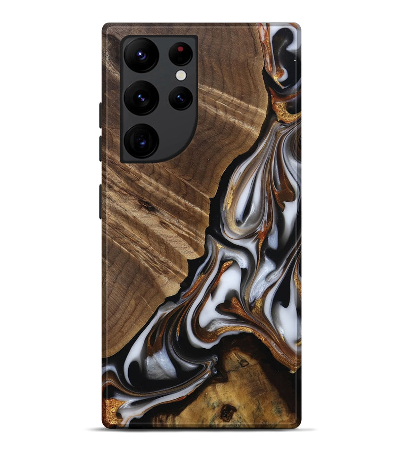 Galaxy S22 Ultra Wood Live Edge Phone Case - Maureen (Black & White, 812225)